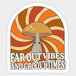 Groovy  lettering, hippie, joy mushroom Sticker